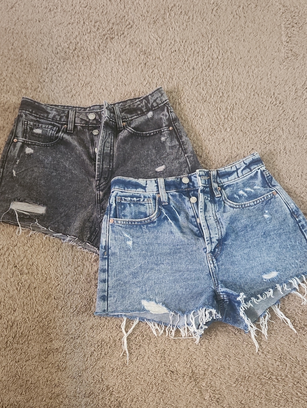 Set Of Two Wild Fable Blue and Black Distressed High-Rise Jean Shorts Size 2